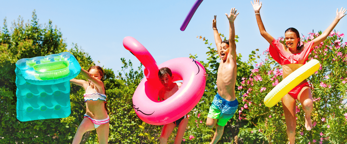kids jumping in pool